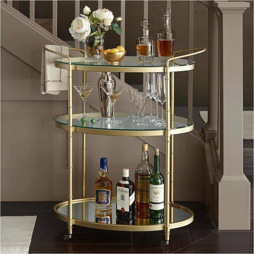 Classic Framed 3-Tier Bar Cart in Gold - HER Home Design Boutique